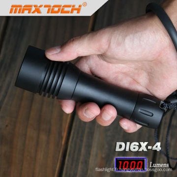Maxtoch DI6X-4 noir aluminium étanche LED lampe de plongée T6
